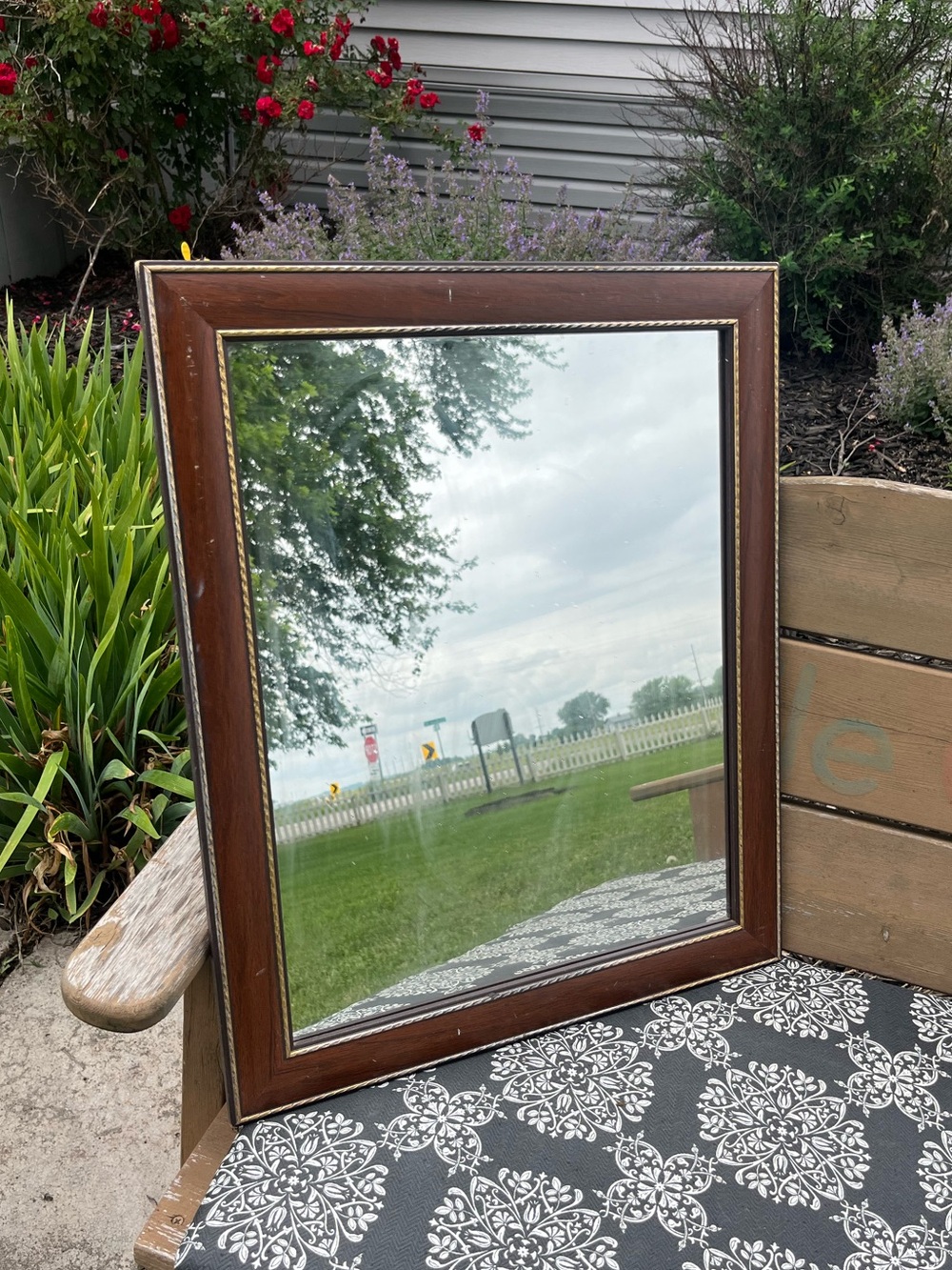 Vintage Brown Wooden Mirror